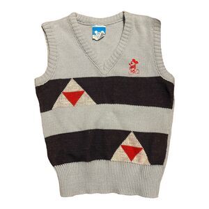 Vintage Disney Mickey Mouse Boys Blue Sweater Vest Size Small 8